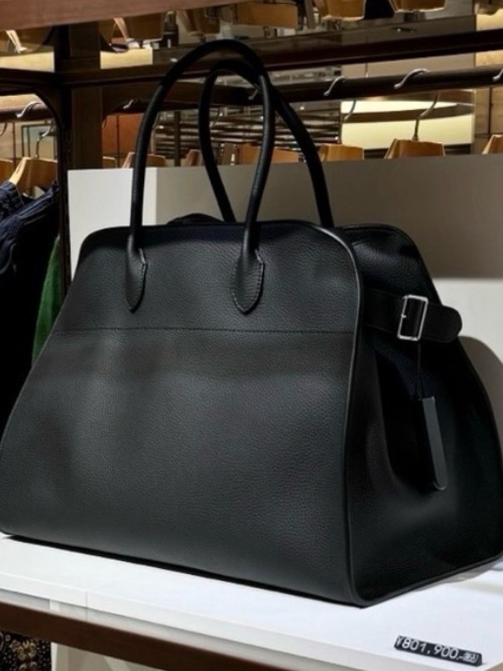The Row Margaux 17 Bag Calfskin Silver Hardware in black leather